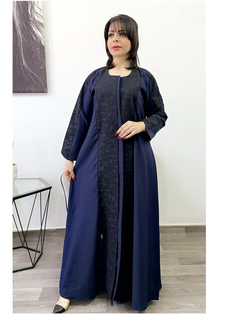 Fashionline عباية بتصميم فريد ورقبة دائرية مثبتة باللون الأزرق الداكن - pzsku/Z6DBDAE958BD359C243B8Z/45/_/1709716239/2ce5cab7-8c0e-47c2-8961-063da5212044