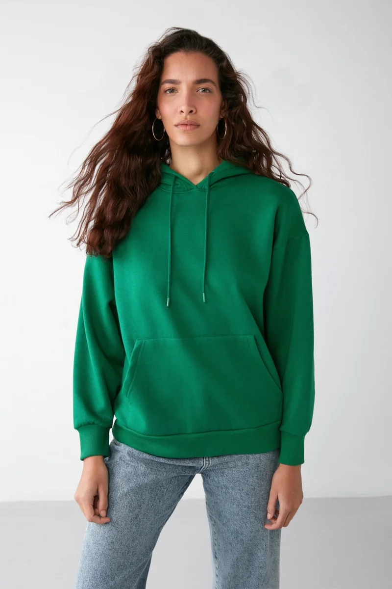 GRIMELANGE Ida Basic Oversize Green Sweatshirt