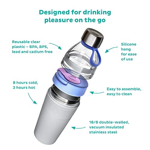 KeepCup CuptoBottle Kit 2 in 1 Reusable Water Bottle and Travel Mug Insulated Stainless Steel Plastic Dual Opening with Leakproof Sipper Lid 660ml Bottle to 16oz Cup Twilight Clear - Image 3
