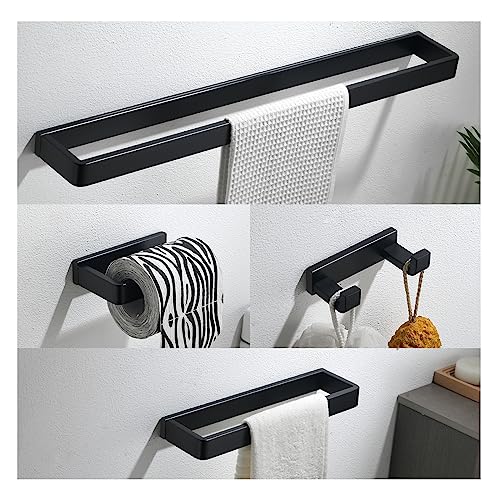 YACVCL 4Piece Matte Black Bathroom Hardware Accessories Set Bath Towel Bar Set SUS304 Stainless Steel Round Towel Racks for Bathroom Wall Mounted