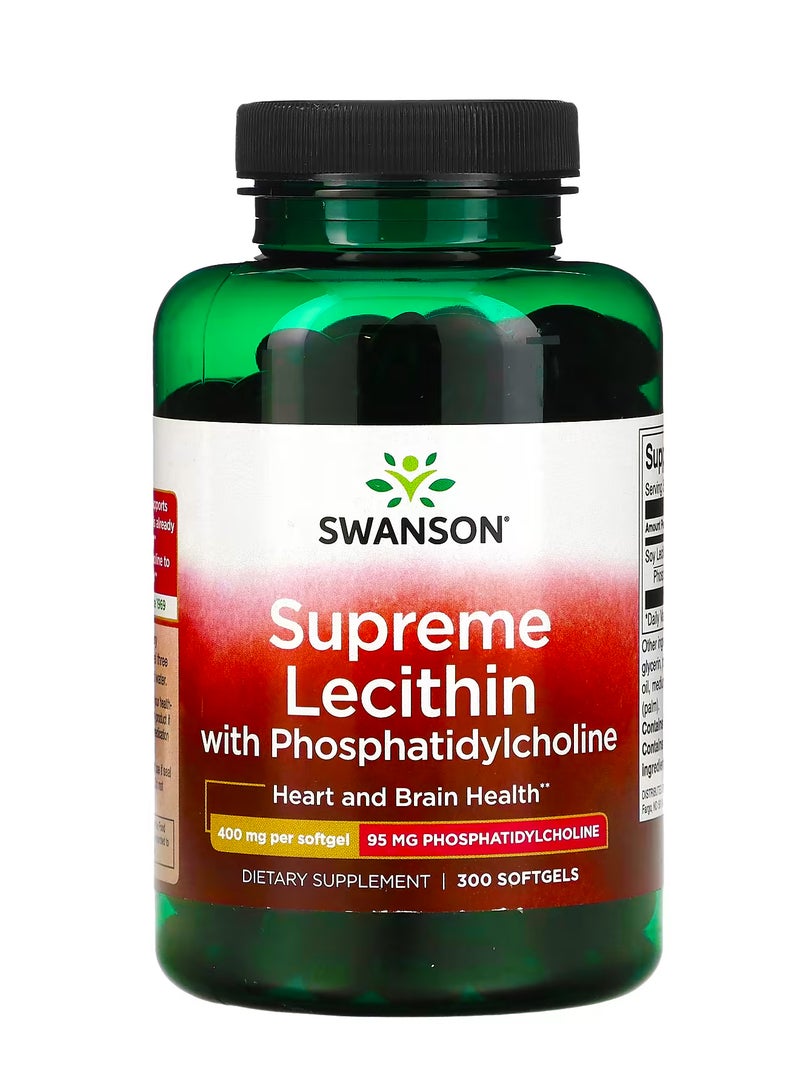 سوانسون ليسيثين سوبريم مع فوسفاتيديل كولين  400 ملجم  300 كبسولة هلامية