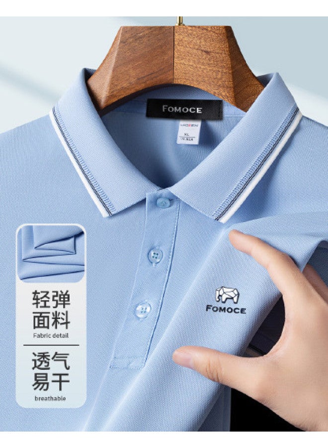 Fomoce Men's Polo Shirt Short Sleeve Summer New Style Cool Comfortable Solid Color Short Sleeve Polo Shirt Men's T-shirt - Image 1