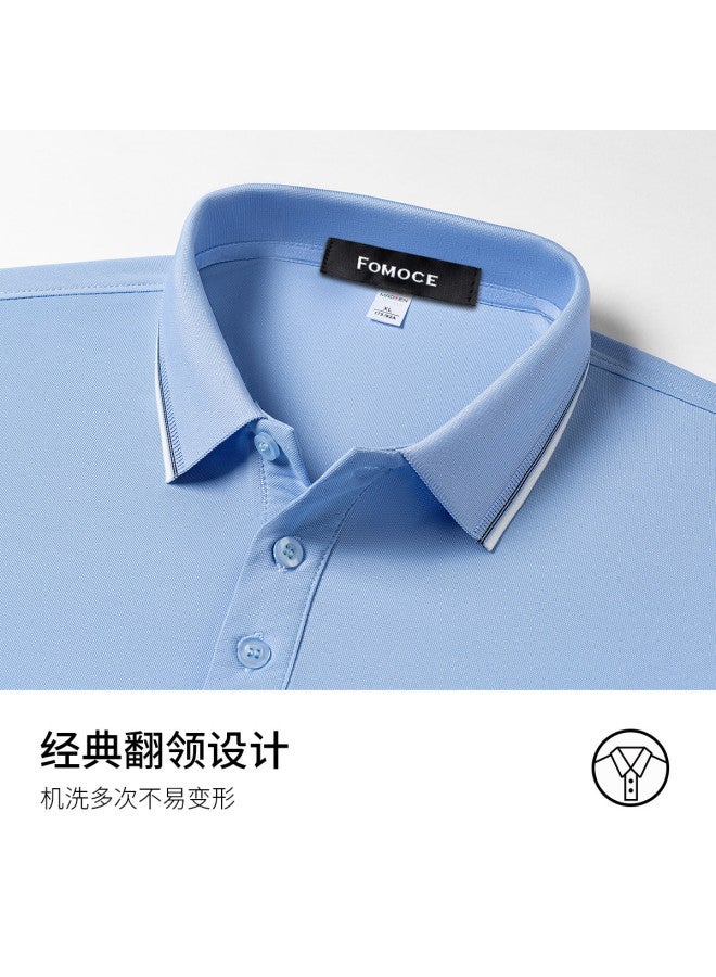 Fomoce Men's Polo Shirt Short Sleeve Summer New Style Cool Comfortable Solid Color Short Sleeve Polo Shirt Men's T-shirt - Image 4