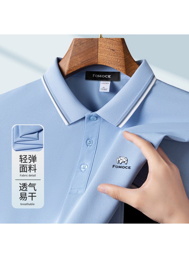Fomoce Men's Polo Shirt Short Sleeve Summer New Style Cool Comfortable Solid Color Short Sleeve Polo Shirt Men's T-shirt - Image 2