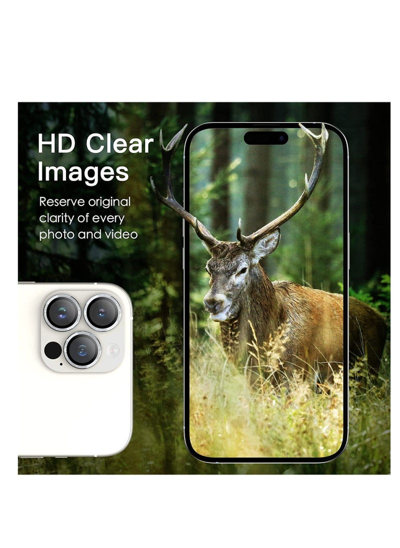 Raxoom Camera Lens Protector for iPhone 14 Pro 6.1-Inch and iPhone 14 Pro Max 6.7-Inch, 9H Tempered Glass Metal Individual Ring Cover, HD Clear, 3-Pack (Silver) - Image 4