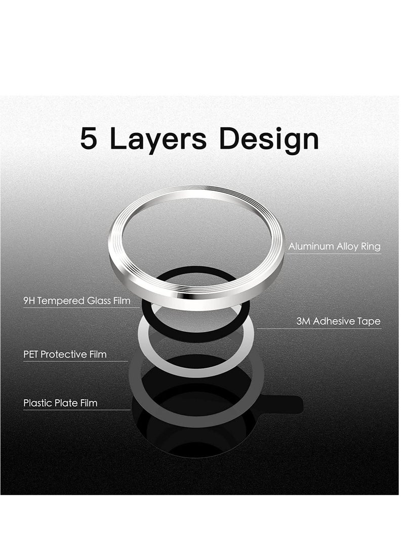Raxoom Camera Lens Protector for iPhone 14 Pro 6.1-Inch and iPhone 14 Pro Max 6.7-Inch, 9H Tempered Glass Metal Individual Ring Cover, HD Clear, 3-Pack (Silver) - Image 3