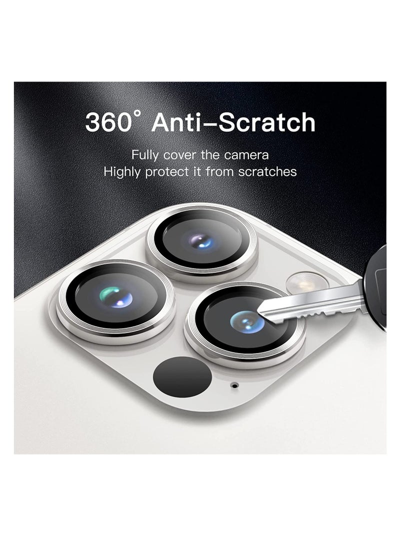 Raxoom Camera Lens Protector for iPhone 14 Pro 6.1-Inch and iPhone 14 Pro Max 6.7-Inch, 9H Tempered Glass Metal Individual Ring Cover, HD Clear, 3-Pack (Silver) - Image 5