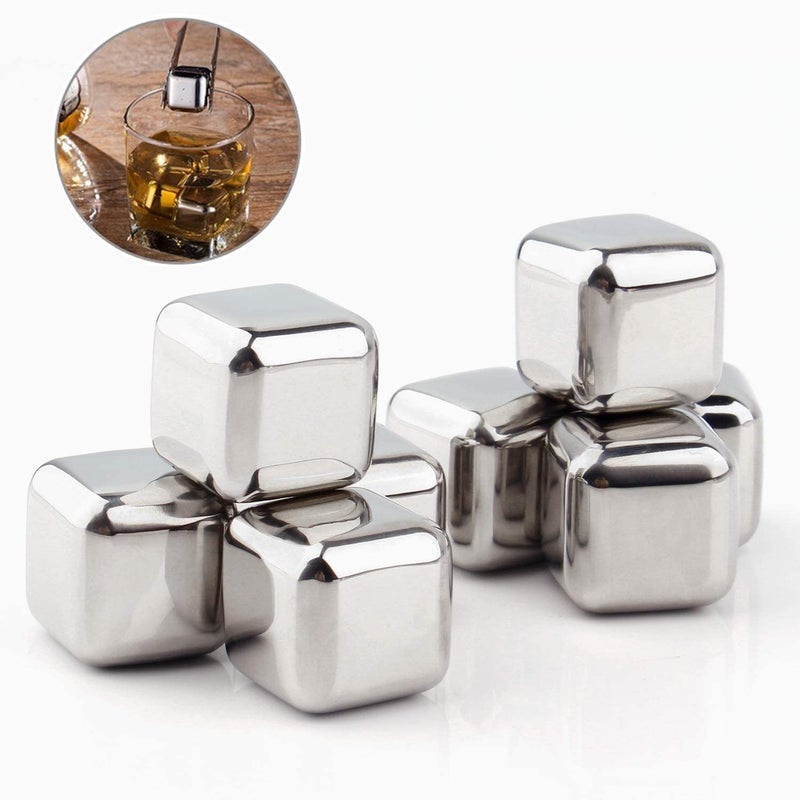 DHAVAL Dhaval Premium Stainless Steel Whiskey Stones Set of 8 Reusable Chilling Rocks with Tongs Container Perfect for Whiskey Wine Beer Ideal Gift for Drink Lovers - Image 5