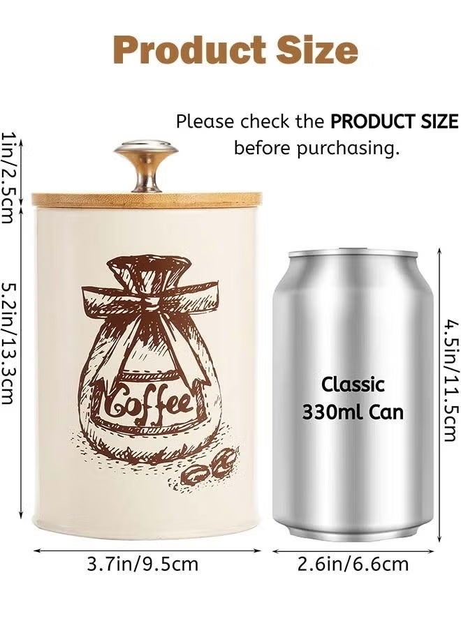 3 قطع من علب تخزين القهوة، علب تخزين حبوب القهوة والوجبات الخفيفة والشاي، مجموعة مع غطاء خشبي لعرض فني - Image 2