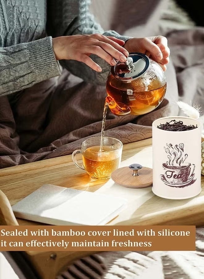 3 قطع من علب تخزين القهوة، علب تخزين حبوب القهوة والوجبات الخفيفة والشاي، مجموعة مع غطاء خشبي لعرض فني - Image 5