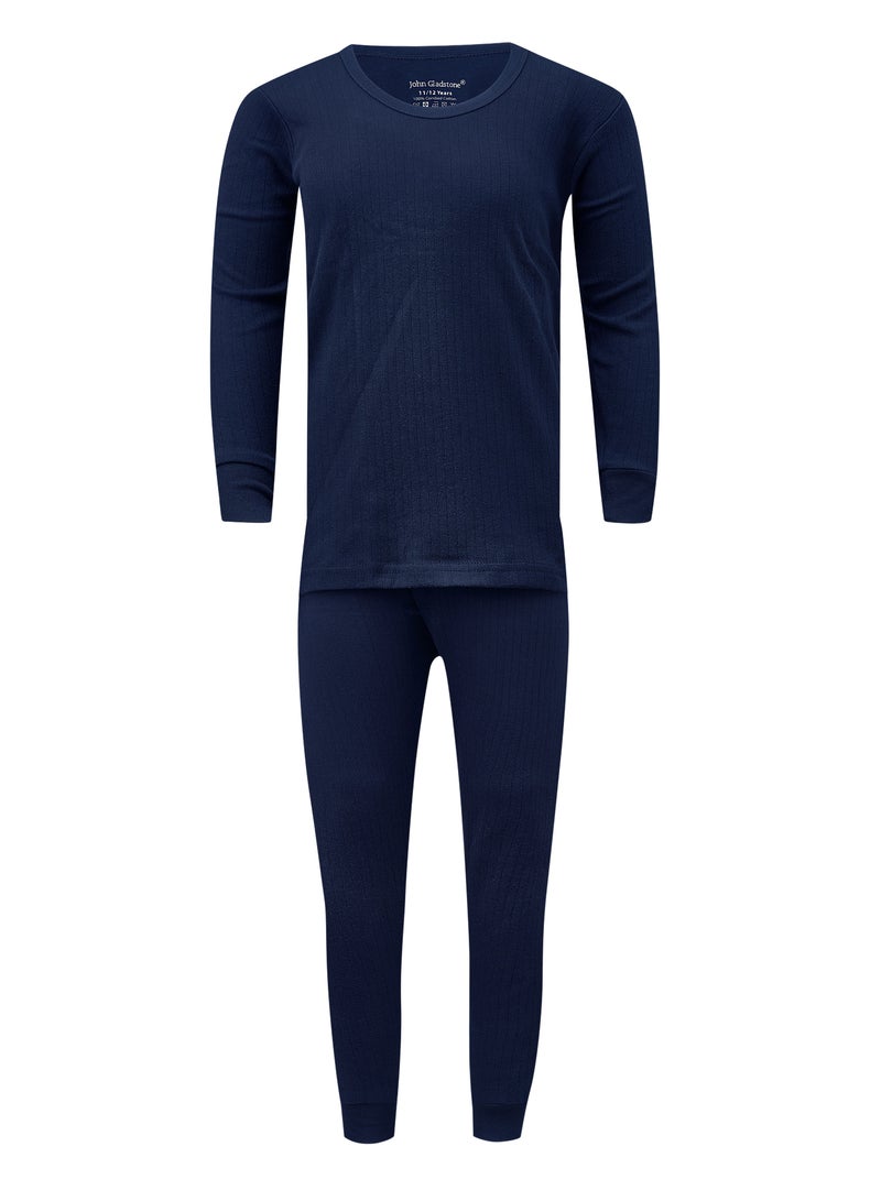 John Gladstone Boy's Cotton Interlock Thermal Set (Navy) - Image 1