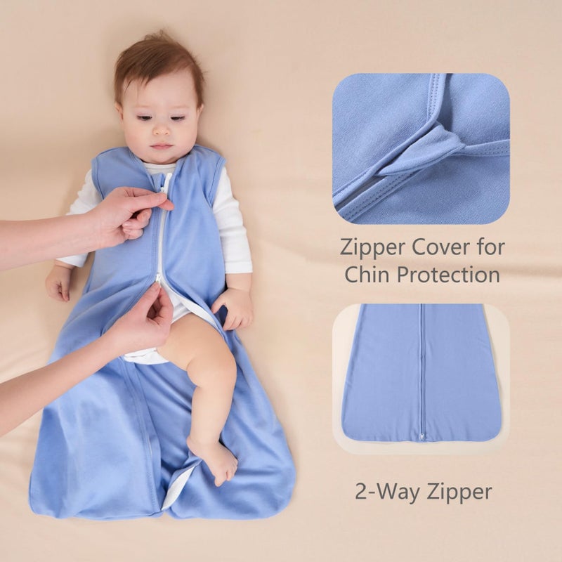 FIEMOL Baby Sleep Sack 0-6 Months, 100% Cotton Sleeping Sack for Newborn and Infant, 3 Pack Baby Wearable Blanket, 0.5 Tog Lightweight Double Zipper Sleep Bag Apricot - Image 3