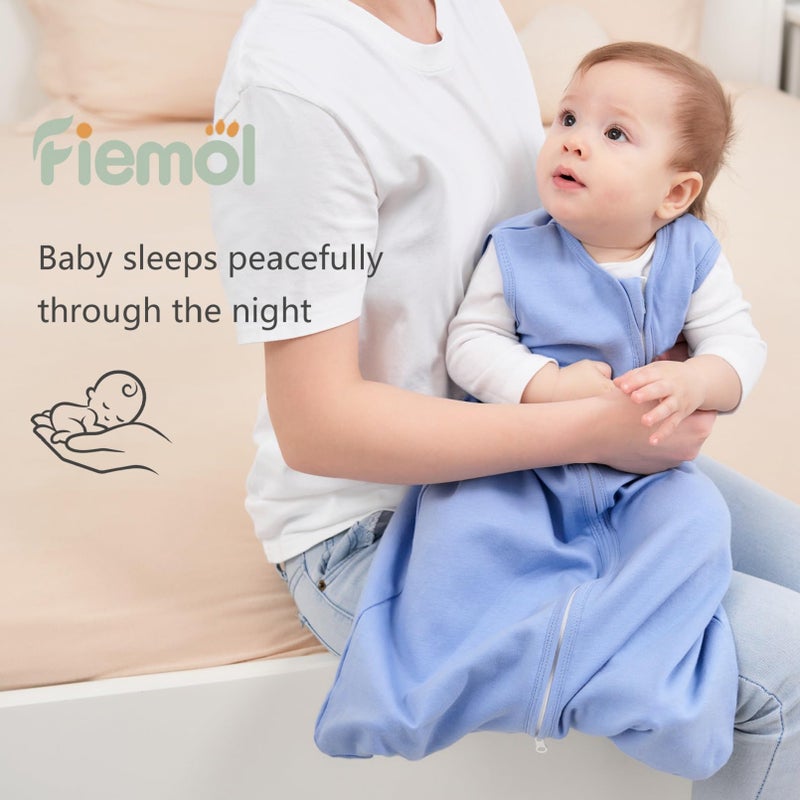 FIEMOL Baby Sleep Sack 0-6 Months, 100% Cotton Sleeping Sack for Newborn and Infant, 3 Pack Baby Wearable Blanket, 0.5 Tog Lightweight Double Zipper Sleep Bag Apricot - Image 5