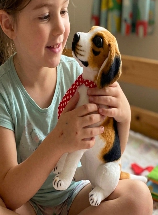 Tickles Soft Stuffed Plush Sitting Beagle Animal Dog Wearing Tie Toy for Kids Boys & Girls (Color: White Size: 30 cm) - Image 4