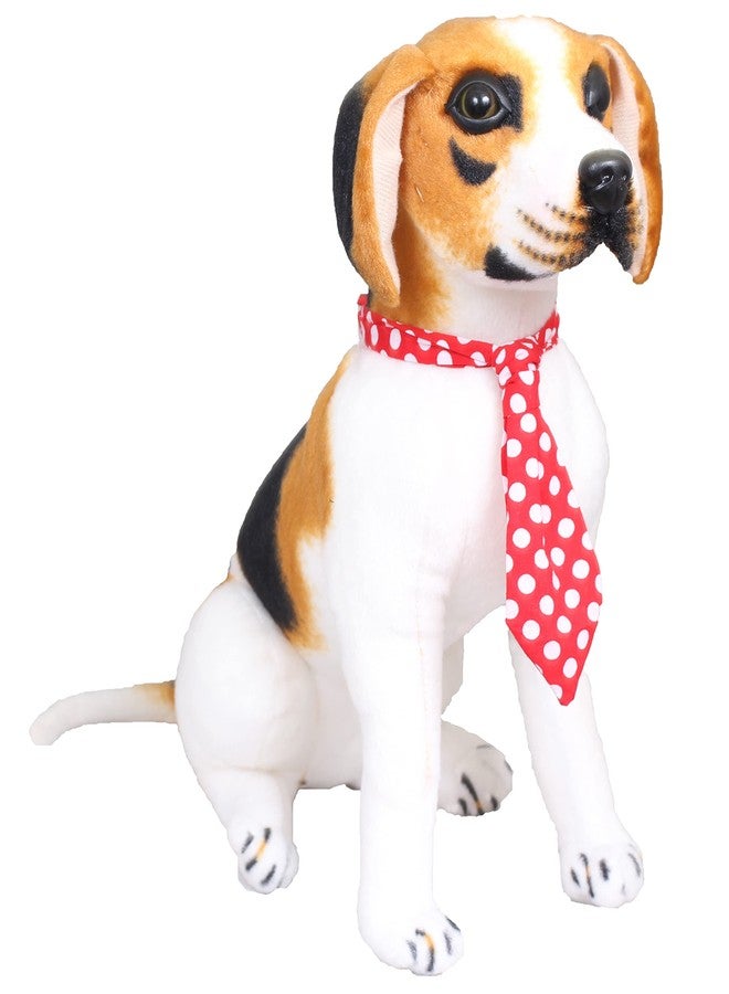 Tickles Soft Stuffed Plush Sitting Beagle Animal Dog Wearing Tie Toy for Kids Boys & Girls (Color: White Size: 30 cm) - Image 1