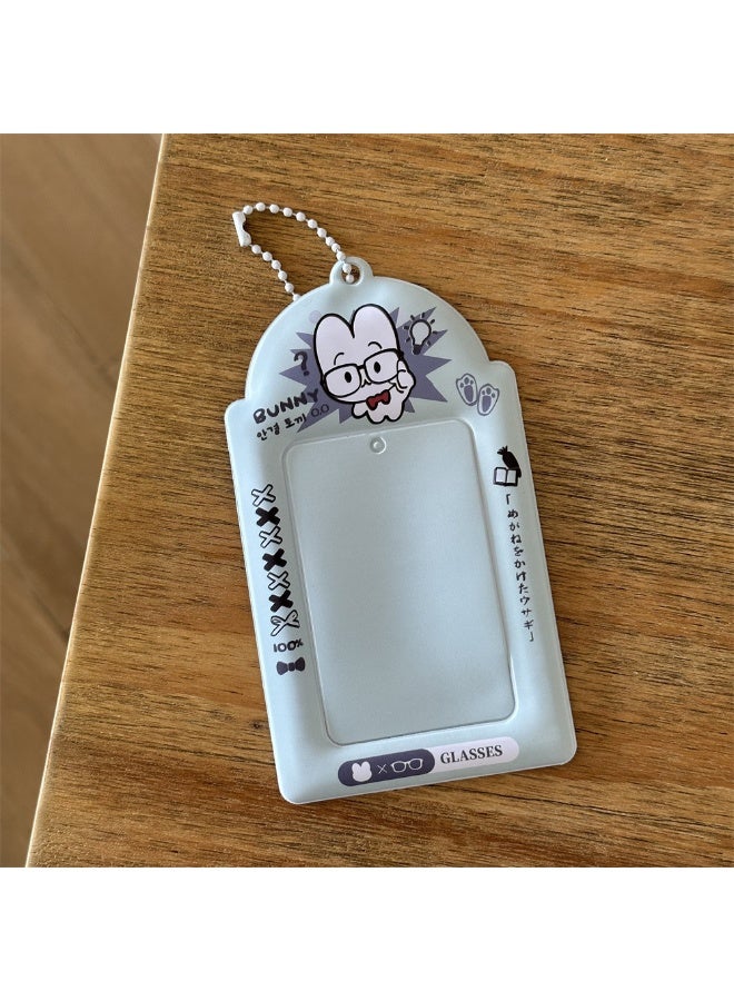 NIBEMINENT 1 - Piece Bear Rabbit DogKpop Photo Card Holder Pendant Key Chain ID Badge Holder ID Card Holder Photo Card Protector for School ID Office ID Access Card for Women Girls - Image 1