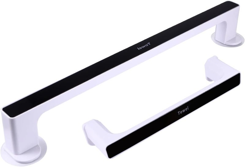 Suction Cup Towel Rack with Storage Shelf, Wall-Mounted Bathroom Organizer Set, Large and Compact Black Suction Holders for Hanging Towels and Bathroom Accessories - Image 1
