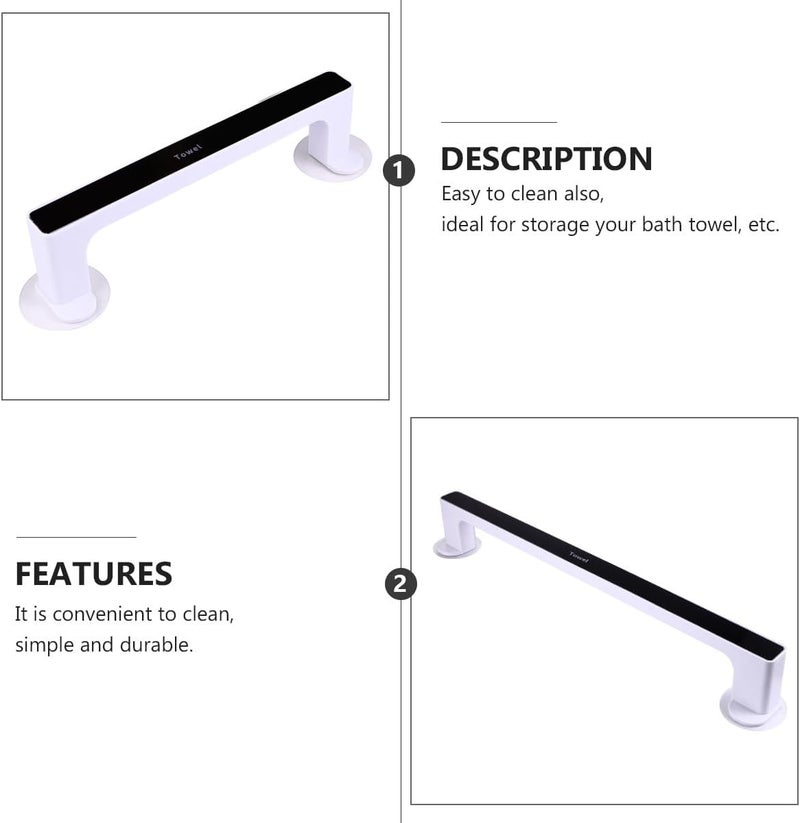 Suction Cup Towel Rack with Storage Shelf, Wall-Mounted Bathroom Organizer Set, Large and Compact Black Suction Holders for Hanging Towels and Bathroom Accessories - Image 5