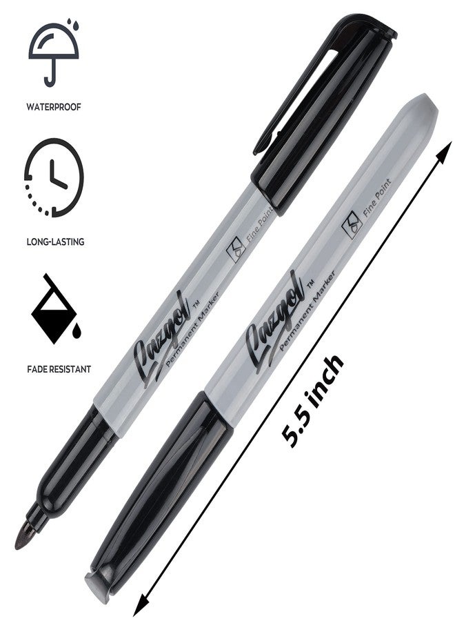 LAZGOL Permanent Markers Bulk, 120 Pack Fine Tip Black Permanent Markers, Waterproof Markers, Premium Smear Proof Pens, Quick Drying, Office Supplies for School, Office, Home - Image 4