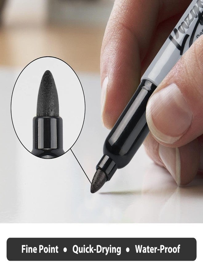 LAZGOL Permanent Markers Bulk, 120 Pack Fine Tip Black Permanent Markers, Waterproof Markers, Premium Smear Proof Pens, Quick Drying, Office Supplies for School, Office, Home - Image 2