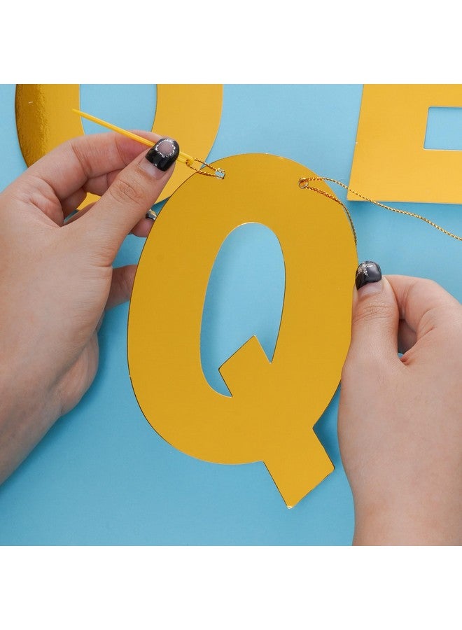 mifengda DIY Banner Kit with Letters Bright Gold Customizable Birthday Banners Graduation Banner Custom Party Hanging Banners for Graduation Wedding Party Baby Shower Decoration (Bright Gold) - Image 3