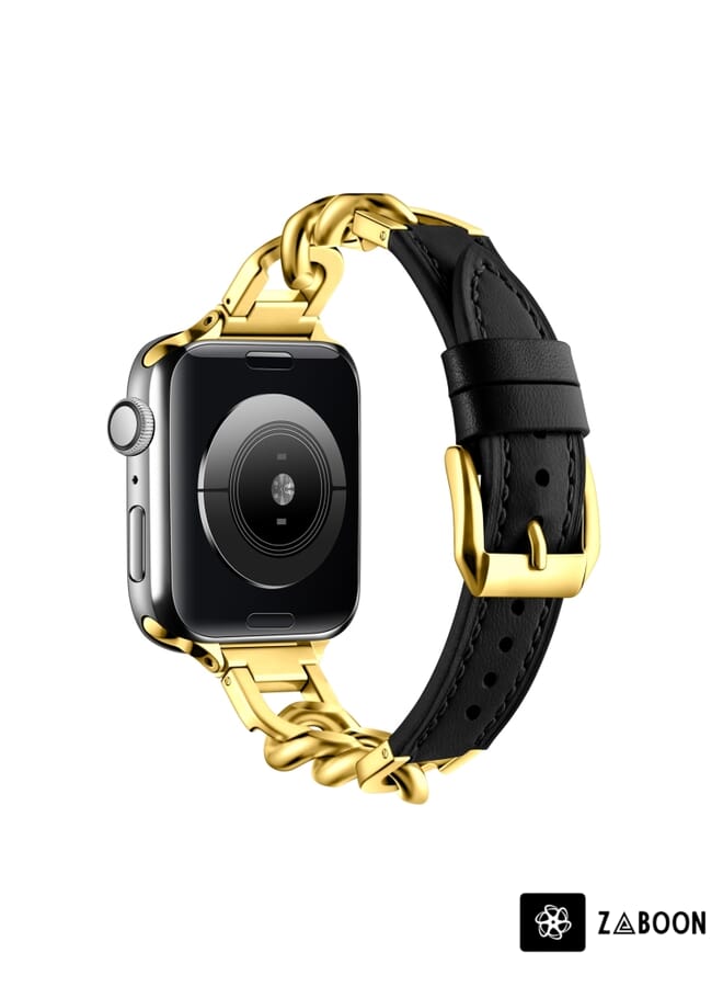 Zaboon Replacement Band For Apple Watch 2 38mm Chain Genuine Leather Watch Band, Size: S - Image 1