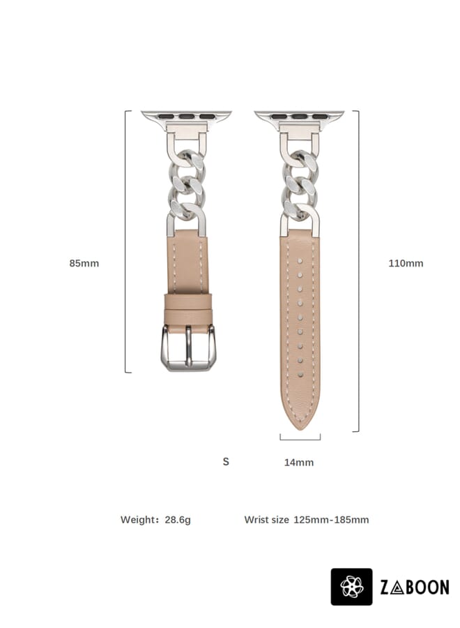 Zaboon Replacement Band For Apple Watch 2 38mm Chain Genuine Leather Watch Band, Size: S - Image 4