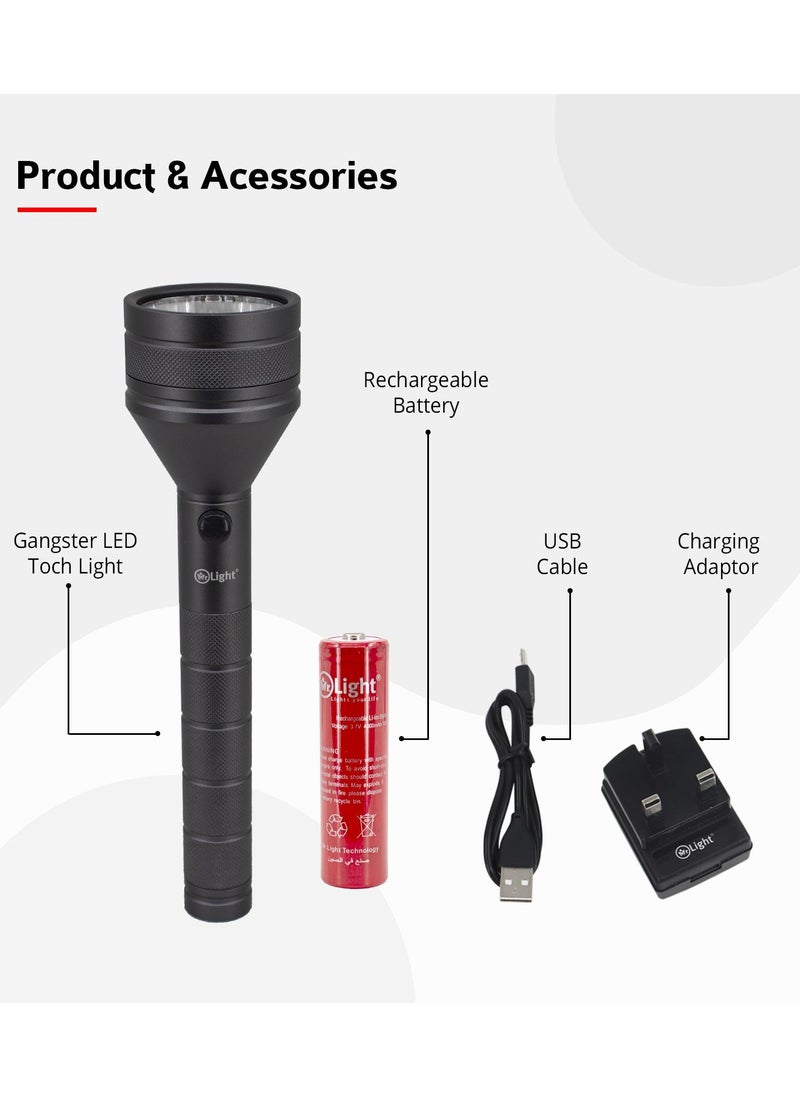 Mr. Light - Super Bright LED Flashlight Torch  1500 Meter Coverage Best Performance High Quality Battery USB Charger 3 Hours Operating Time - Image 1