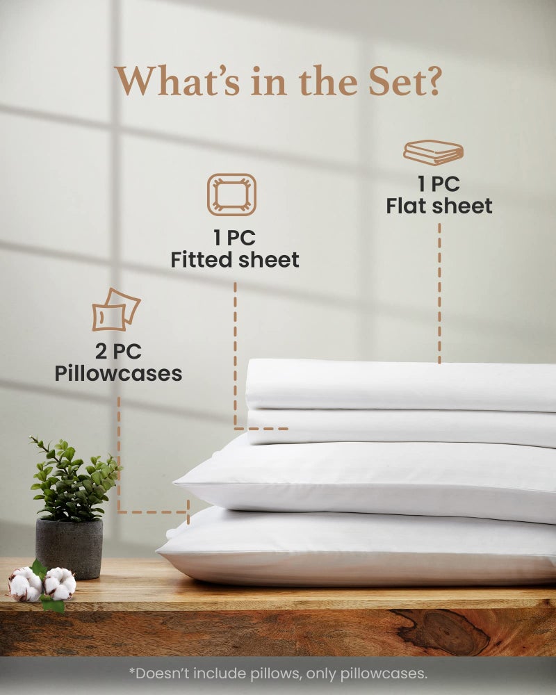 Good Sleep Bedding 100% Egyptian Cotton Sheets Queen Size - 1000 Thread Count Sheets Queen, 4 Pc Queen Sheet Set, Sateen Weave, Queen Bed Sheets, 16" Deep Pocket Queen Sheets - White Sheets Queen Set - Image 3