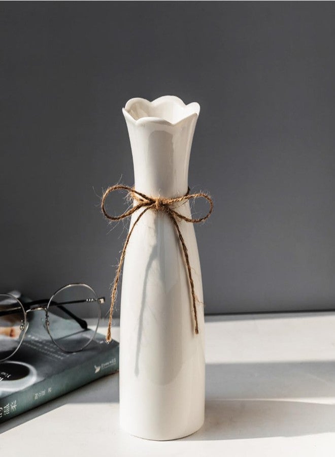 Valemoon Boho Ceramic Vase with Rope, 8.2" H, Rustic Flower Vase Classic Style for Dried Flowers Fresh Flowers, Fit for Fireplace Bedroom Kitchen Living Room Centerpieces Office Desk - Image 4