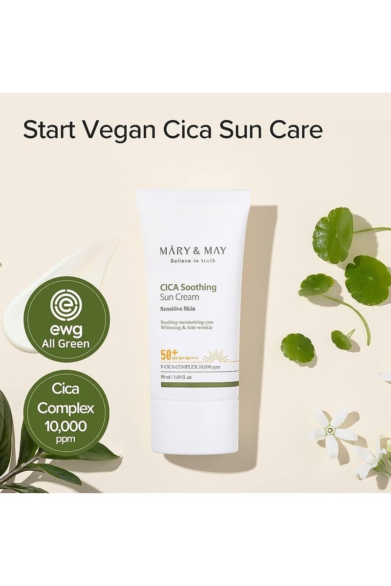 MARY & MAY Máry & May Cica Soothing Sun Cream - for Sensitive Skin SPF50+ 50ml - Image 3