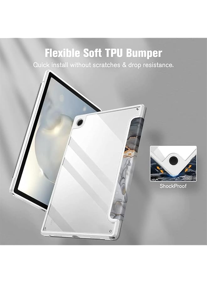 erorex Stylish Hybrid Slim Case For Samsung Galaxy Tab A8 10.5 Inch 2022 Sm-X200 X205 X207 - Shockproof Auto Wake Sleep Clear Back Shell Elegant Cloudy Marble Design  - Image 4