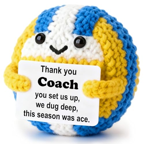 Weming Coach Mini Crochet Volleyball Plush with Story Sign Handmade 4inch YearEnd Thank You Stocking Stuffer Secret Santa Team Desk Dcor - Image 1
