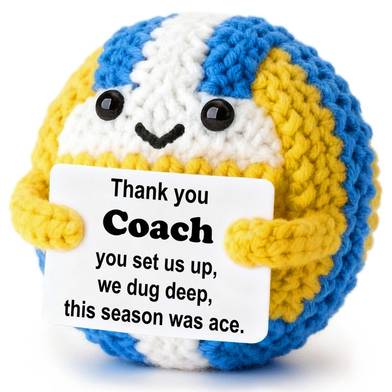 Weming Coach Mini Crochet Volleyball Plush with Story Sign Handmade 4inch YearEnd Thank You Stocking Stuffer Secret Santa Team Desk Dcor - Image 3