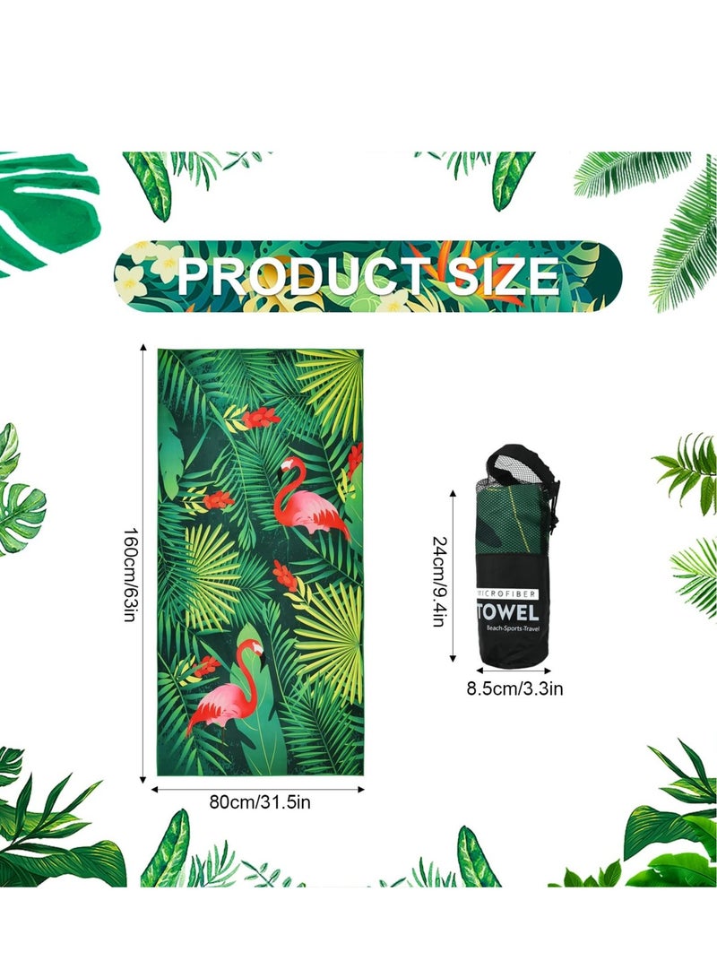 Beach Towel, Quick Dry Sand Free Lightweight Microfibre Beach, Camping Towels, Hawaiian Pool Towel for Travel, Swimming, Holiday(Green, 160 x 80cm) - Image 2