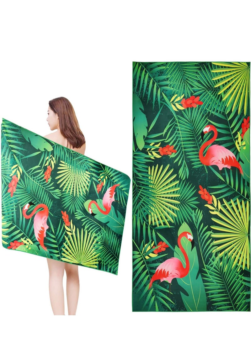 Beach Towel, Quick Dry Sand Free Lightweight Microfibre Beach, Camping Towels, Hawaiian Pool Towel for Travel, Swimming, Holiday(Green, 160 x 80cm) - Image 1