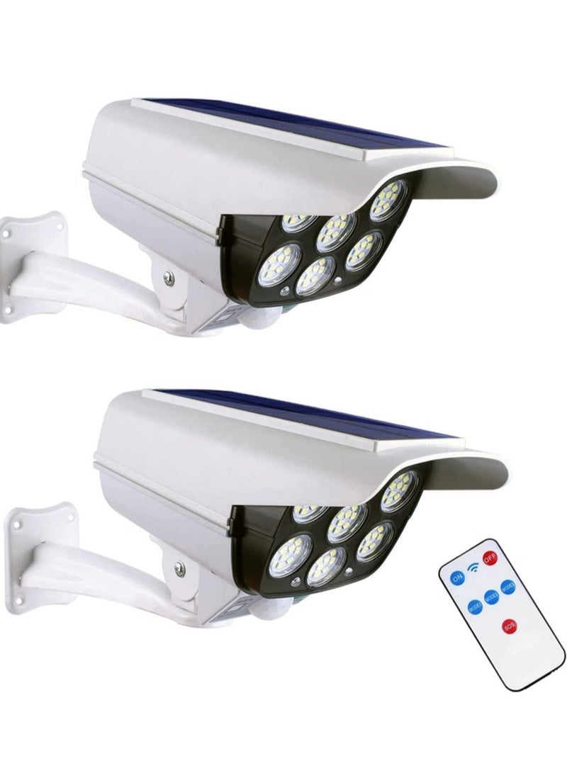 ELTRAZONE Solar Wall-mounted Light with Remote Control Auto Infrared Motion ​Sensor Light simulation Surveillance CCTV Light Roatable Angle Adjustable Wall Light for Outdoor Corridor Pathway Diwali Diya(2 Pack) - Image 1