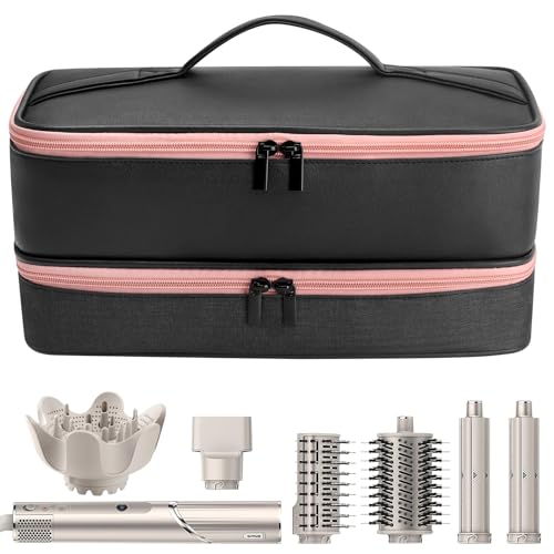 Adworte Travel Carrying Case for Hair Dryer for Shark FlexStyle Hair Dryer Bag Double-Layer Beauty Styler Organizer Hair Tool Storage Bag Hairdryer Accessories Black Case - Image 1