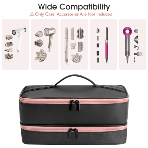 Adworte Travel Carrying Case for Hair Dryer for Shark FlexStyle Hair Dryer Bag Double-Layer Beauty Styler Organizer Hair Tool Storage Bag Hairdryer Accessories Black Case - Image 4