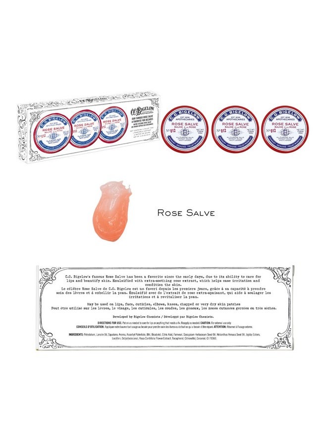C. O. Bigelow C.O. Bigelow All Purpose Salve Lip Balm Tins, Rose Salve Pack of 3 for Chapped Lips & Dry Skin - Moisturizing Lip, Cuticle 0.8 oz each  - Image 5