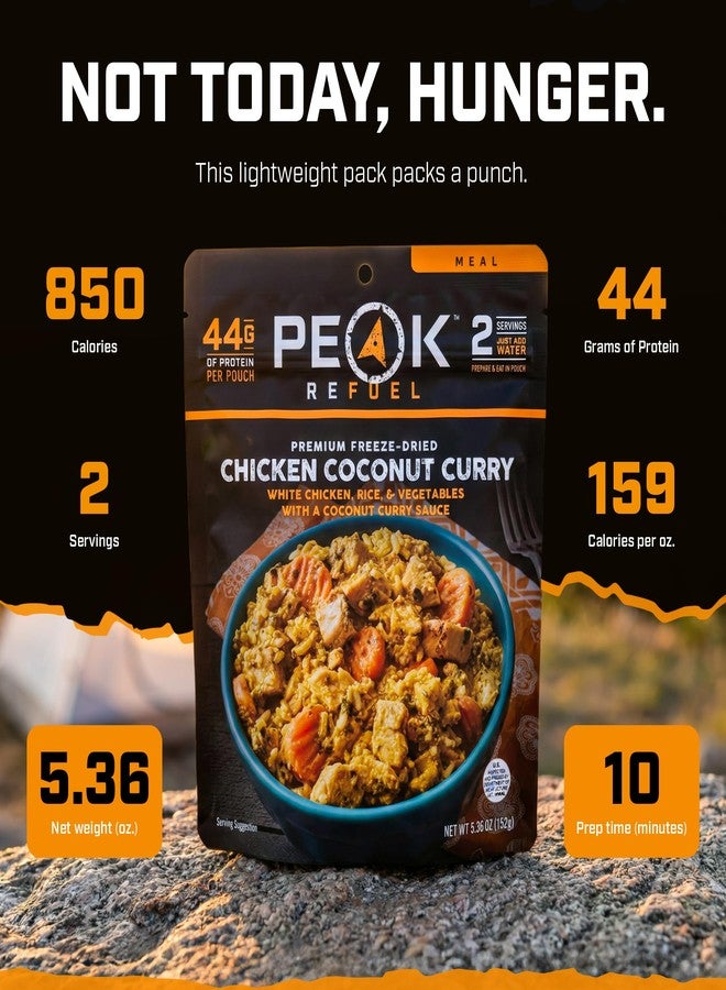 Peak Refuel Chicken Coconut Curry | Freeze Dried Backpacking and Camping Food | Amazing Taste & Quality | High Protein | Real Meat | Quick Prep (2 Serving Pouch) - Image 5