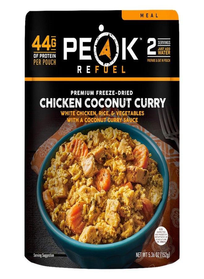 Peak Refuel Chicken Coconut Curry | Freeze Dried Backpacking and Camping Food | Amazing Taste & Quality | High Protein | Real Meat | Quick Prep (2 Serving Pouch) - Image 1