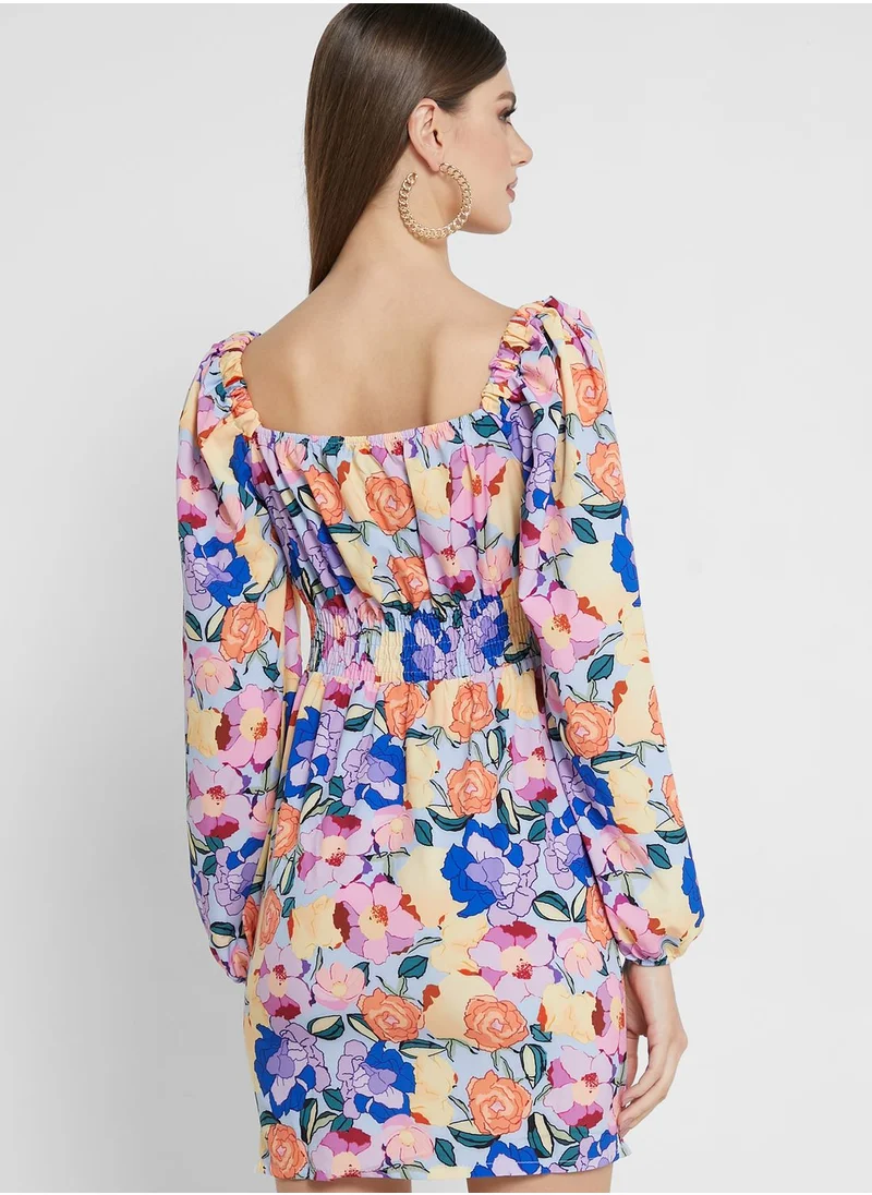 PARISIAN Balloon Sleeve Floral Print Dress