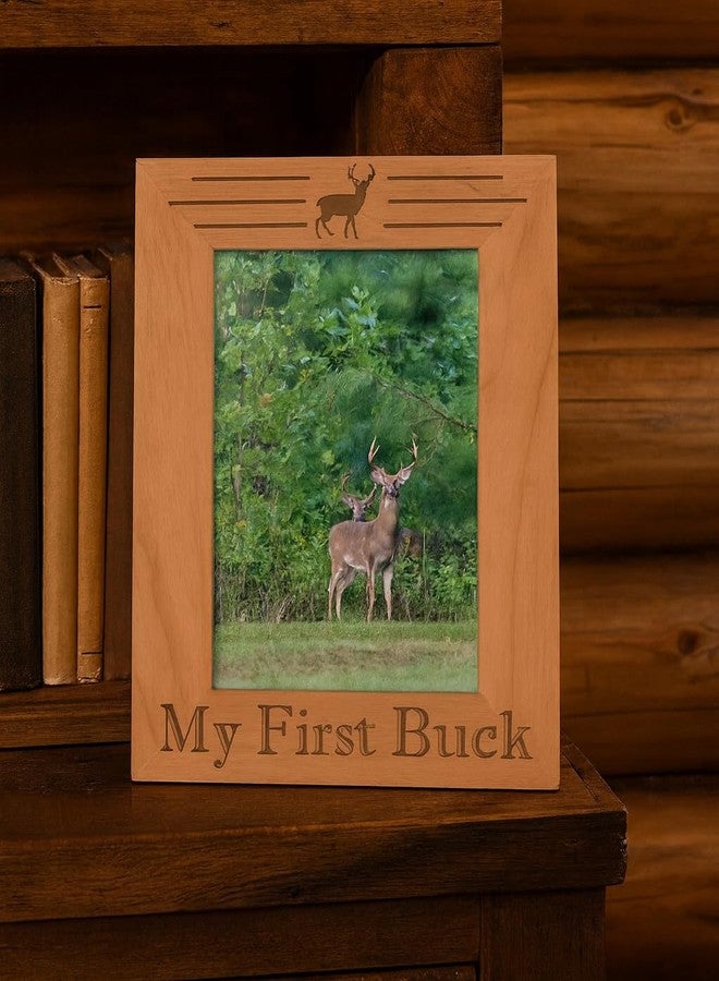 ذيس وير إطار صور ThisWear هدية صيد غزلان، أول غزال لي، هدية للصياد، إطار صور محفور على الخشب مقاس 5x7 بوصة - Image 2