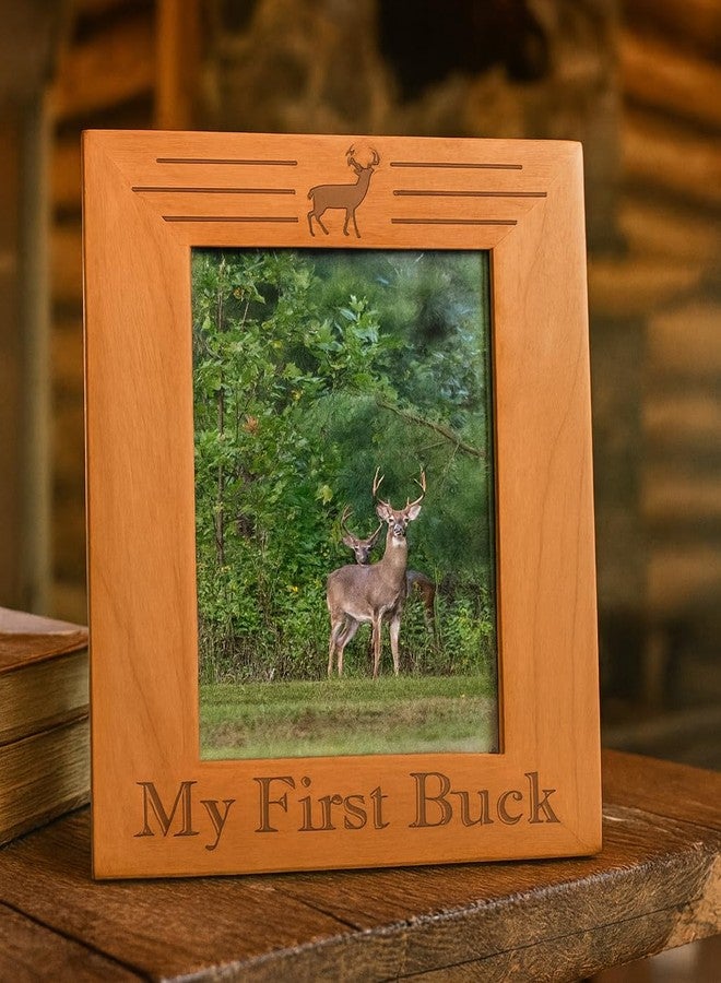 ذيس وير إطار صور ThisWear هدية صيد غزلان، أول غزال لي، هدية للصياد، إطار صور محفور على الخشب مقاس 5x7 بوصة - Image 3