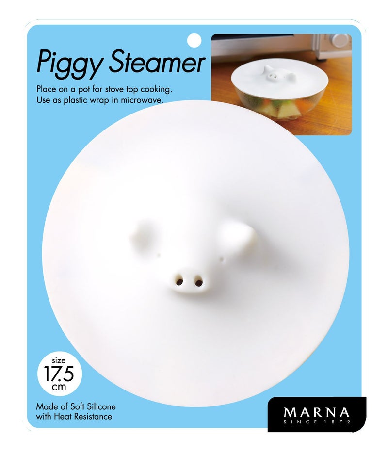 Marna White Piggy Steamer - Multipurpose Lid for Steaming, Covering, and Opening Jars - Image 1