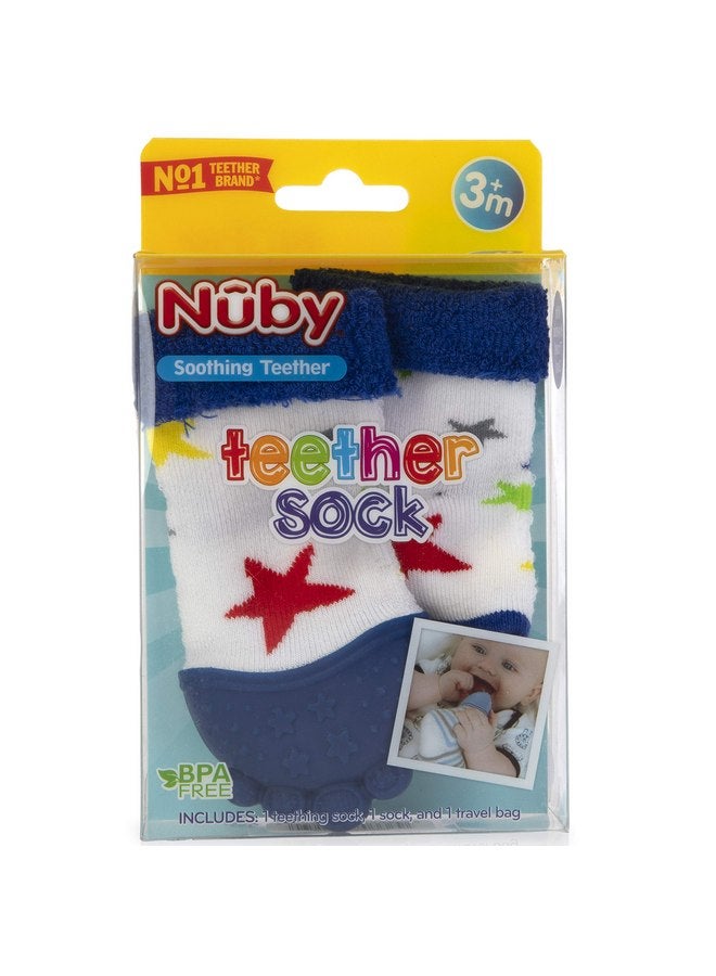 Nuby Nuby Soothing Teether Sock, Blue Stars, 5" - Image 2