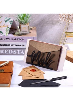 Jetec Mail Holder Cutout Metal Letter Holder Tabletop Mail Organizer With Letter Opener For Home Office School Envelope Bill Filling Paper Document Storage(Black Artistic Font)  - Image 5
