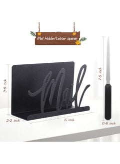 Jetec Mail Holder Cutout Metal Letter Holder Tabletop Mail Organizer With Letter Opener For Home Office School Envelope Bill Filling Paper Document Storage(Black Artistic Font)  - Image 2