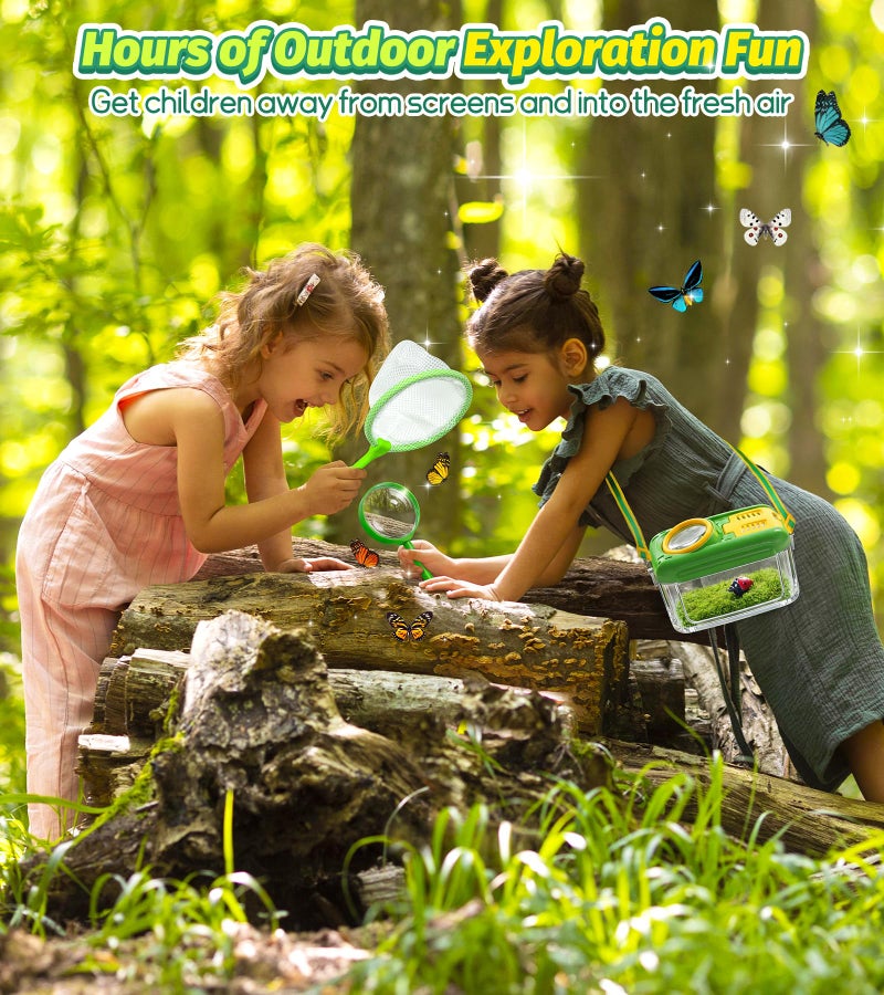 HAIMST Bug Catcher for Kids, 17 PCS Bug Catching Kit with Bug Collector Toy Bugs Butterfly Net Magnifying Glass Insect Catcher Tweezers, Outdoor Explorer Kit for Kids Age 3 4 5 6 7 8 - Image 2